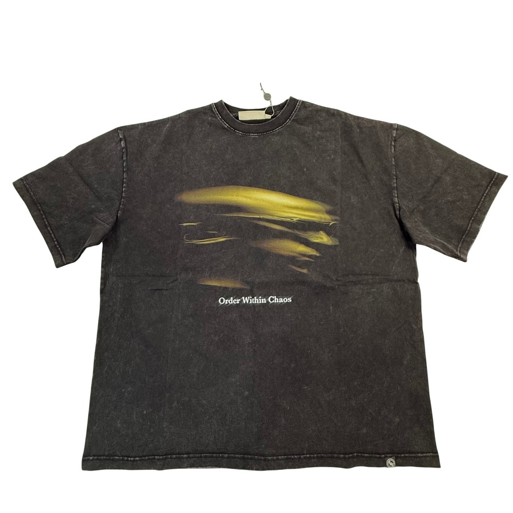 Order Within Chaos Mineral Wash Graphic T-Shirt Black XL Oversized Streetwear